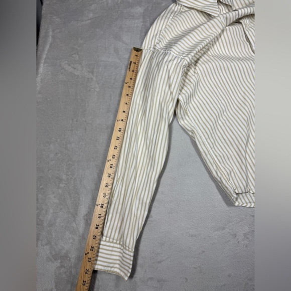 Chaps Ralph Lauren Yellow White Striped Button Down Cotton Dress Shirt 16.5 - Picture 10 of 15